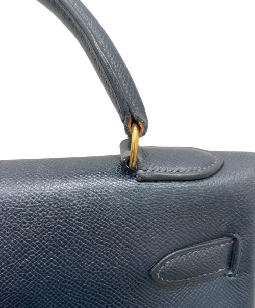 HERMES（エルメス）HERMES (エルメス) ケリー32 内縫い/ゴールド金具/クシュベル/ネイビー系/〇T刻印：1990年製造 ネイビー系 サイズ:32の古着・服飾アイテム