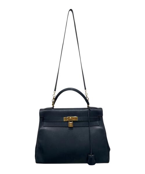 HERMES（エルメス）HERMES (エルメス) ケリー32 内縫い/ゴールド金具/クシュベル/ネイビー系/〇T刻印：1990年製造 ネイビー系 サイズ:32の古着・服飾アイテム