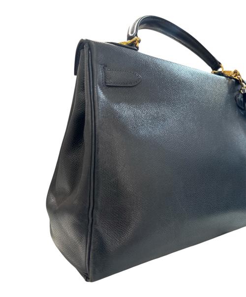 HERMES（エルメス）HERMES (エルメス) ケリー32 内縫い/ゴールド金具/クシュベル/ネイビー系/〇T刻印：1990年製造 ネイビー系 サイズ:32の古着・服飾アイテム