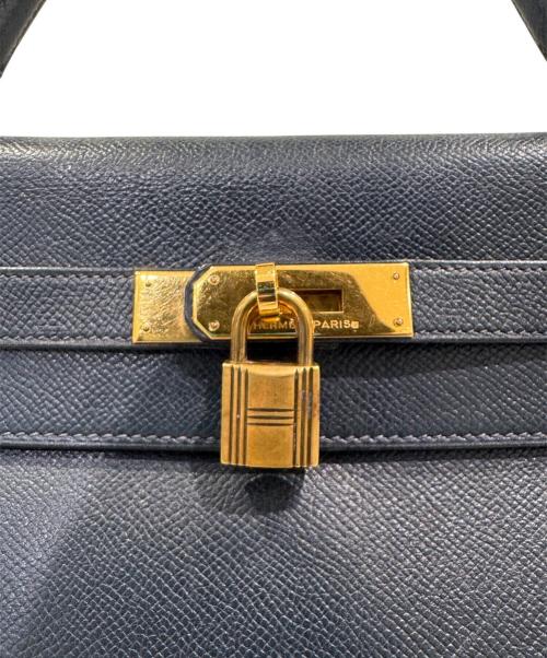 HERMES（エルメス）HERMES (エルメス) ケリー32 内縫い/ゴールド金具/クシュベル/ネイビー系/〇T刻印：1990年製造 ネイビー系 サイズ:32の古着・服飾アイテム