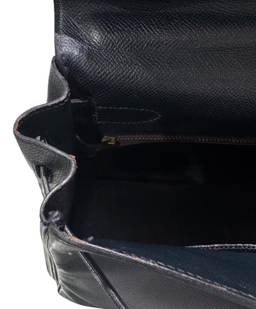 HERMES（エルメス）HERMES (エルメス) ケリー32 内縫い/ゴールド金具/クシュベル/ネイビー系/〇T刻印：1990年製造 ネイビー系 サイズ:32の古着・服飾アイテム