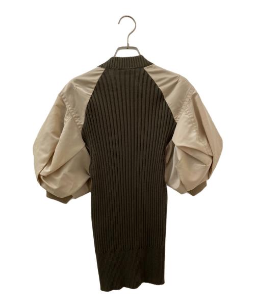 sacai（サカイ）sacai (サカイ) ウール ドッキング ショートスリーブ ニット カーキ サイズ:1の古着・服飾アイテム
