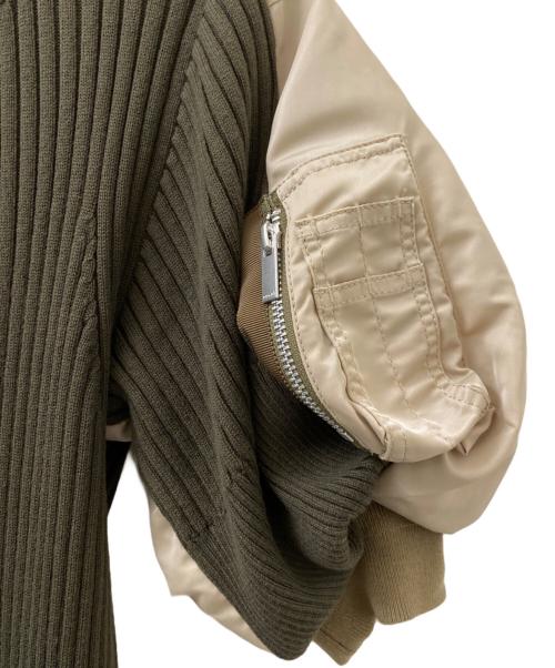 sacai（サカイ）sacai (サカイ) ウール ドッキング ショートスリーブ ニット カーキ サイズ:1の古着・服飾アイテム
