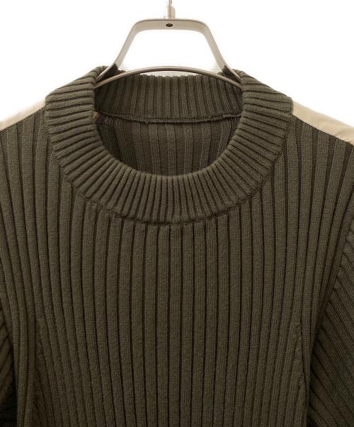 sacai（サカイ）sacai (サカイ) ウール ドッキング ショートスリーブ ニット カーキ サイズ:1の古着・服飾アイテム