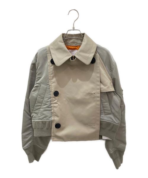 sacai（サカイ）sacai (サカイ) ナイロンツイル ドッキング ジャケット カーキ サイズ:3の古着・服飾アイテム