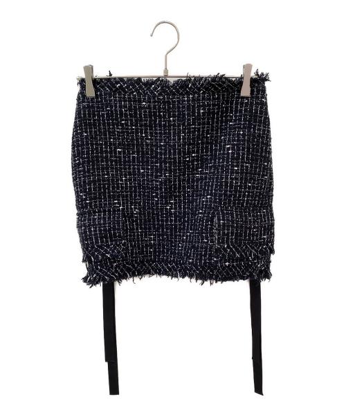 sacai（サカイ）sacai (サカイ) ツイードフリンジミニスカート ブラック サイズ:1の古着・服飾アイテム