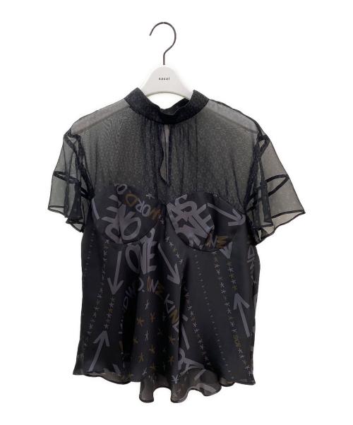 sacai（サカイ）sacai (サカイ) パネルプリントブラウス ブラック サイズ:1の古着・服飾アイテム