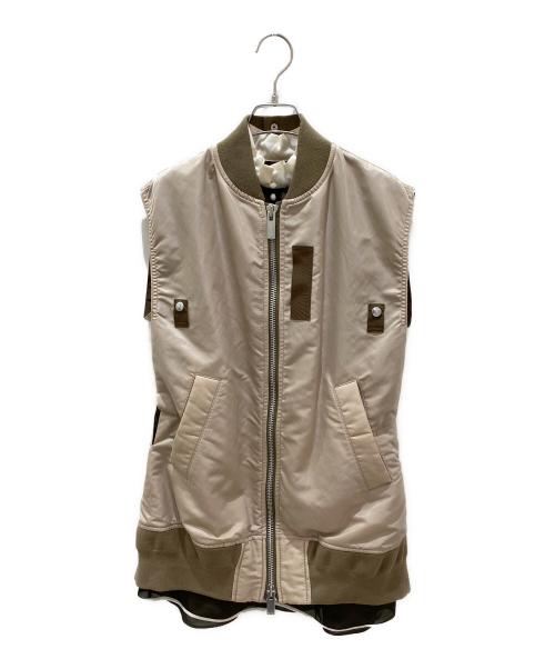 sacai（サカイ）sacai (サカイ) MA-1レイヤードワンピースベスト ベージュ サイズ:1の古着・服飾アイテム