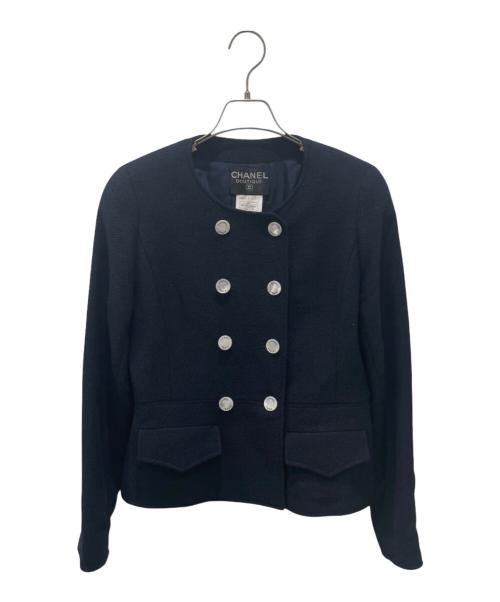 CHANEL（シャネル）CHANEL (シャネル) ノーカラージャケット ネイビー サイズ:38の古着・服飾アイテム
