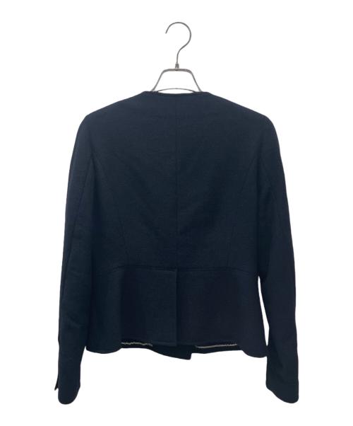 CHANEL（シャネル）CHANEL (シャネル) ノーカラージャケット ネイビー サイズ:38の古着・服飾アイテム