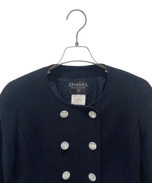 CHANEL（シャネル）CHANEL (シャネル) ノーカラージャケット ネイビー サイズ:38の古着・服飾アイテム