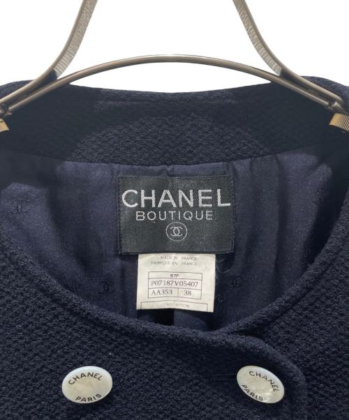 CHANEL（シャネル）CHANEL (シャネル) ノーカラージャケット ネイビー サイズ:38の古着・服飾アイテム