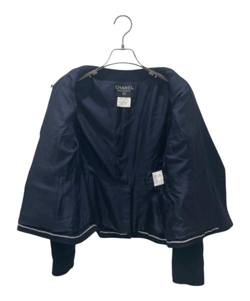 CHANEL（シャネル）CHANEL (シャネル) ノーカラージャケット ネイビー サイズ:38の古着・服飾アイテム