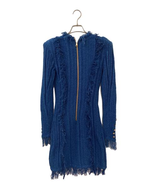 BALMAIN（バルマン）BALMAIN (バルマン) ニットワンピース ブルー サイズ:36の古着・服飾アイテム