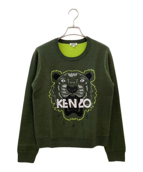 KENZO（ケンゾー）KENZO (ケンゾー) タイガー刺繍ニット グリーン サイズ:Lの古着・服飾アイテム
