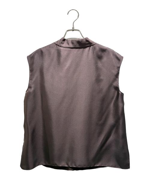theory（セオリー）theory (セオリー) ウォッシャブルシルクプリーツノースリーブブラウス Mod Silk Twill ブラウン サイズ:Sの古着・服飾アイテム