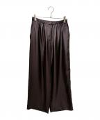 theoryセオリー）の古着「ウォッシャブルシルクストレートワイドパンツ Mod Silk Twill」｜ブラウン