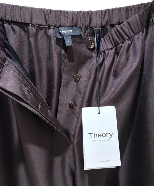 theory（セオリー）theory (セオリー) ウォッシャブルシルクストレートワイドパンツ Mod Silk Twill ブラウン サイズ:Sの古着・服飾アイテム