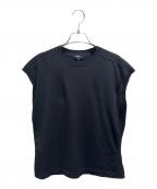 theoryセオリー）の古着「バインダーネックキャップスリーブサマーセーター Wooster Crepe Knit/01-6101722」｜ブラック