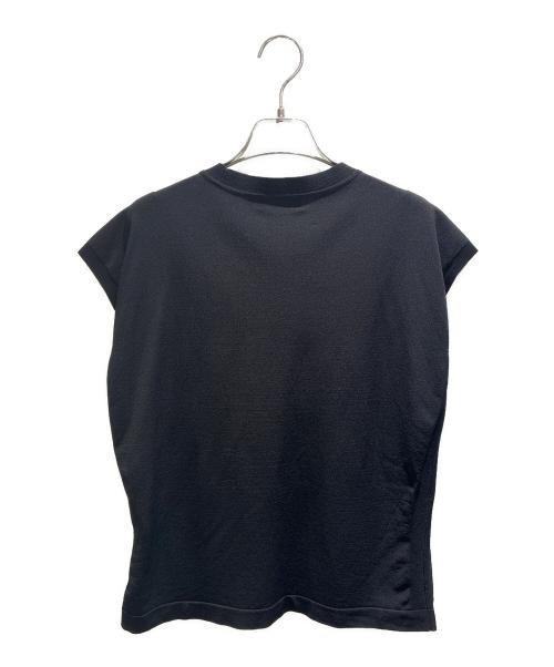 theory（セオリー）theory (セオリー) バインダーネックキャップスリーブサマーセーター Wooster Crepe Knit/01-6101722 ブラック サイズ:Sの古着・服飾アイテム