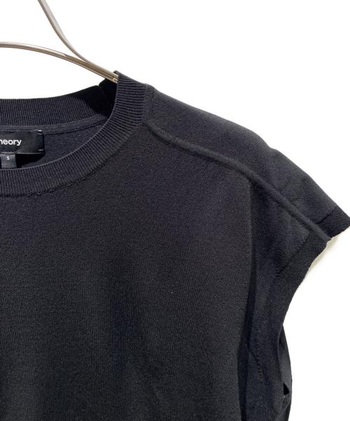 theory（セオリー）theory (セオリー) バインダーネックキャップスリーブサマーセーター Wooster Crepe Knit/01-6101722 ブラック サイズ:Sの古着・服飾アイテム