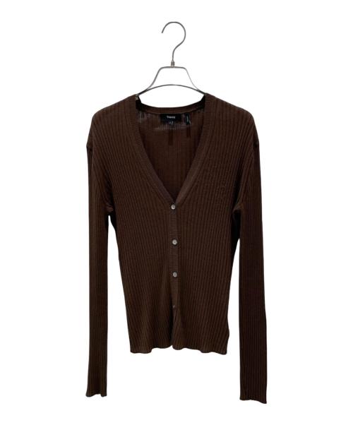 theory（セオリー）theory (セオリー) ウォッシャブルリネンブレンドカーディガン Washable Linen ブラウン サイズ:Sの古着・服飾アイテム