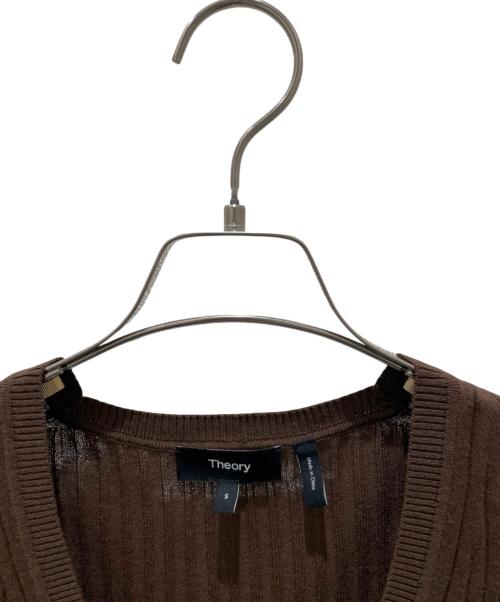 theory（セオリー）theory (セオリー) ウォッシャブルリネンブレンドカーディガン Washable Linen ブラウン サイズ:Sの古着・服飾アイテム