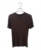 theoryセオリー）の古着「ウォッシャブルリネンリブニットTシャツ Washable Linen」｜ブラウン