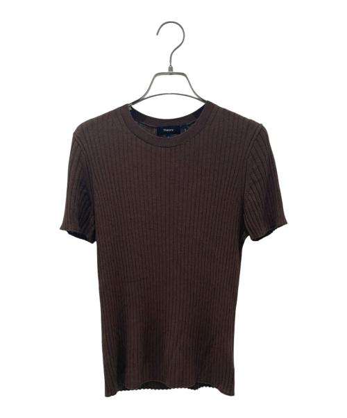 theory（セオリー）theory (セオリー) ウォッシャブルリネンリブニットTシャツ Washable Linen ブラウン サイズ:Sの古着・服飾アイテム
