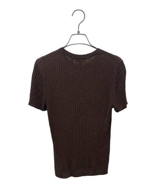 theory（セオリー）theory (セオリー) ウォッシャブルリネンリブニットTシャツ Washable Linen ブラウン サイズ:Sの古着・服飾アイテム