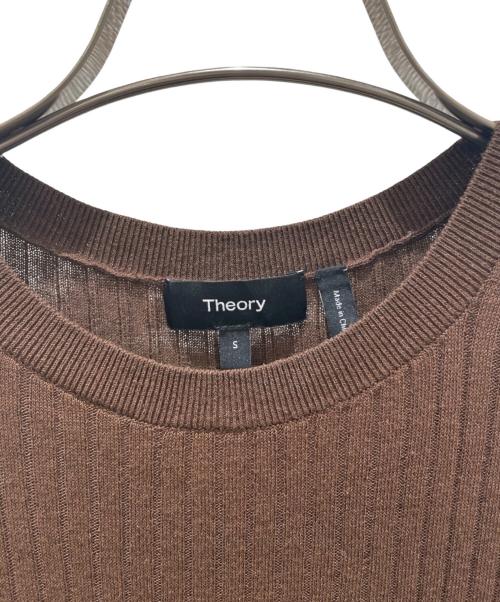 theory（セオリー）theory (セオリー) ウォッシャブルリネンリブニットTシャツ Washable Linen ブラウン サイズ:Sの古着・服飾アイテム