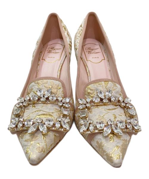 Roger Vivier（ロジェ ヴィヴィエ）Roger Vivier (ロジェ ヴィヴィエ) 花柄ビジューパンプス アイボリー サイズ:38の古着・服飾アイテム