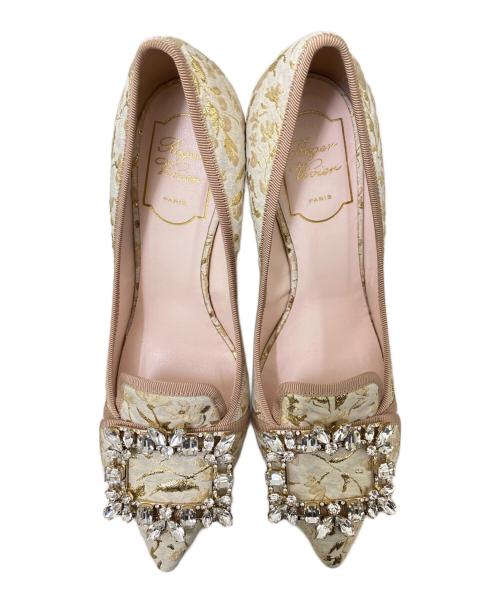 Roger Vivier（ロジェ ヴィヴィエ）Roger Vivier (ロジェ ヴィヴィエ) 花柄ビジューパンプス アイボリー サイズ:38の古着・服飾アイテム