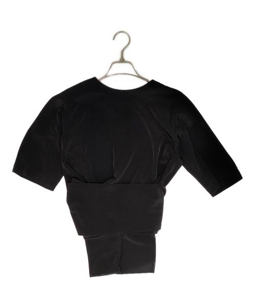 Y's（ワイズ）Y's (ワイズ) TRIACETATE/POLYESTER WAIST WRAP BLOUSE ブラック サイズ:1の古着・服飾アイテム