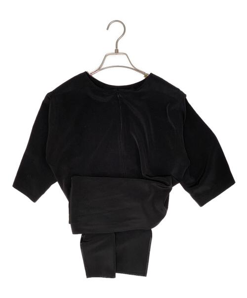 Y's（ワイズ）Y's (ワイズ) TRIACETATE/POLYESTER WAIST WRAP BLOUSE ブラック サイズ:1の古着・服飾アイテム
