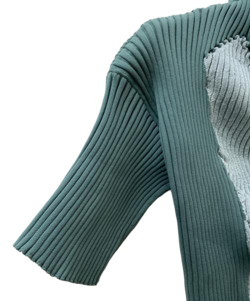 ISSEY MIYAKE（イッセイミヤケ）ISSEY MIYAKE (イッセイミヤケ) NUDE SHIRT リブ ニット カットソー グリーン サイズ:2の古着・服飾アイテム