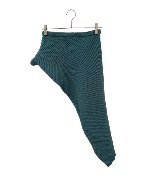 ISSEY MIYAKE（イッセイミヤケ）ISSEY MIYAKE (イッセイミヤケ) リブニットアシンメトリースカート グリーン サイズ:2の古着・服飾アイテム