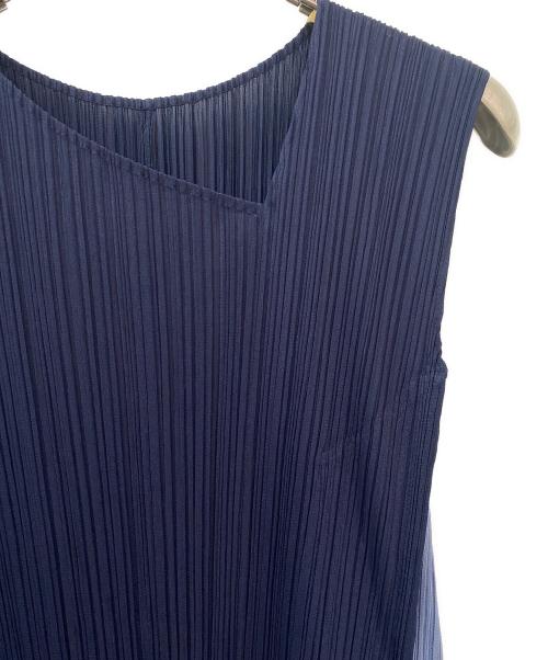 PLEATS PLEASE（プリーツプリーズ）PLEATS PLEASE (プリーツプリーズ) プリーツノースリーブワンピース ネイビー サイズ:5の古着・服飾アイテム