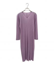PLEATS PLEASE（プリーツプリーズ）の古着「長袖ワンピース」｜パープル