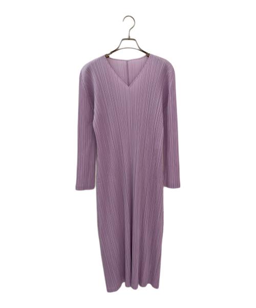 PLEATS PLEASE（プリーツプリーズ）PLEATS PLEASE (プリーツプリーズ) 長袖ワンピース パープル サイズ:3の古着・服飾アイテム