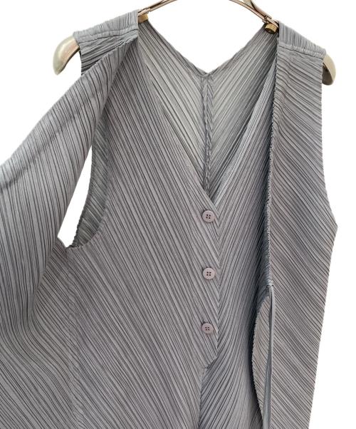 PLEATS PLEASE（プリーツプリーズ）PLEATS PLEASE (プリーツプリーズ) レイヤード風プリーツオールインワン ライトグレー サイズ:3の古着・服飾アイテム