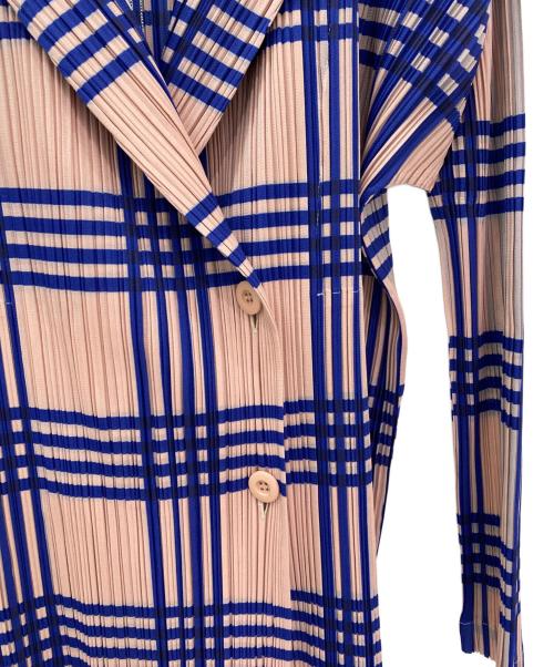 PLEATS PLEASE（プリーツプリーズ）PLEATS PLEASE (プリーツプリーズ) プリーツテーラードジャケット ピンク×ブルー サイズ:3の古着・服飾アイテム