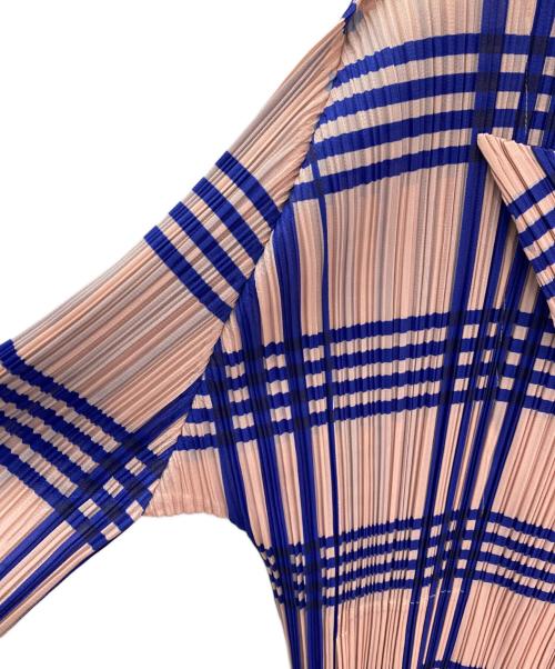 PLEATS PLEASE（プリーツプリーズ）PLEATS PLEASE (プリーツプリーズ) プリーツテーラードジャケット ピンク×ブルー サイズ:3の古着・服飾アイテム