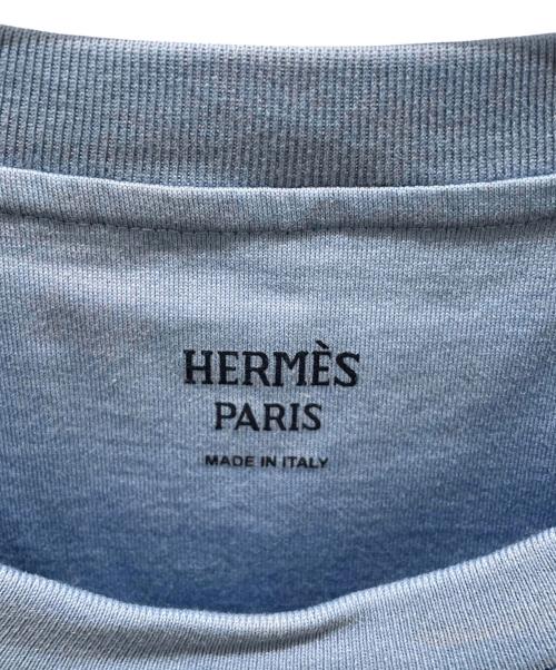 HERMES（エルメス）HERMES (エルメス) マキシTシャツ 《マイヨン・エケストル》プリント ブルー・アドリアティック サイズ:36の古着・服飾アイテム