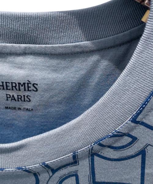 HERMES（エルメス）HERMES (エルメス) マキシTシャツ 《マイヨン・エケストル》プリント ブルー・アドリアティック サイズ:36の古着・服飾アイテム