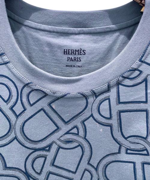 HERMES（エルメス）HERMES (エルメス) マキシTシャツ 《マイヨン・エケストル》プリント ブルー・アドリアティック サイズ:36の古着・服飾アイテム