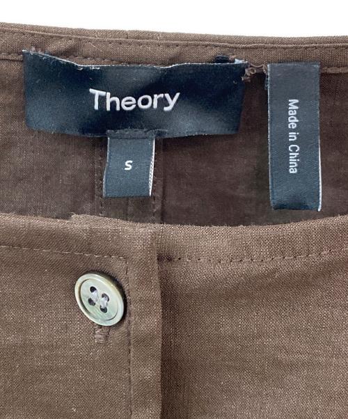 theory（セオリー）theory (セオリー) ストレッチリネンボートネックノースリーブシャツ ブラウン サイズ:Sの古着・服飾アイテム