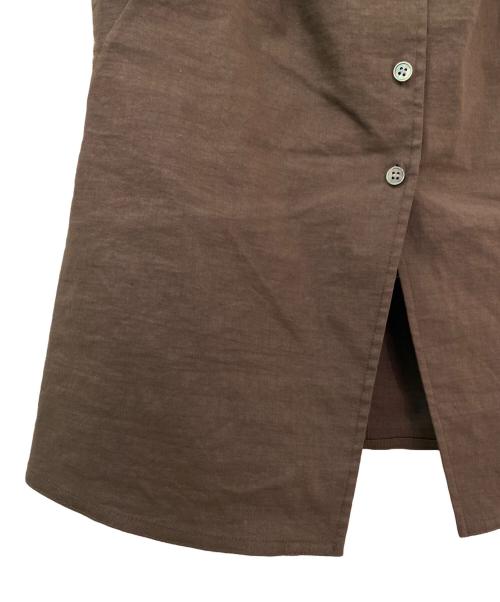theory（セオリー）theory (セオリー) ストレッチリネンボートネックノースリーブシャツ ブラウン サイズ:Sの古着・服飾アイテム