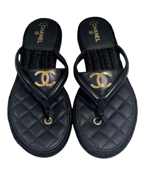 CHANEL（シャネル）CHANEL (シャネル) ビーチサンダル ブラック サイズ:36の古着・服飾アイテム