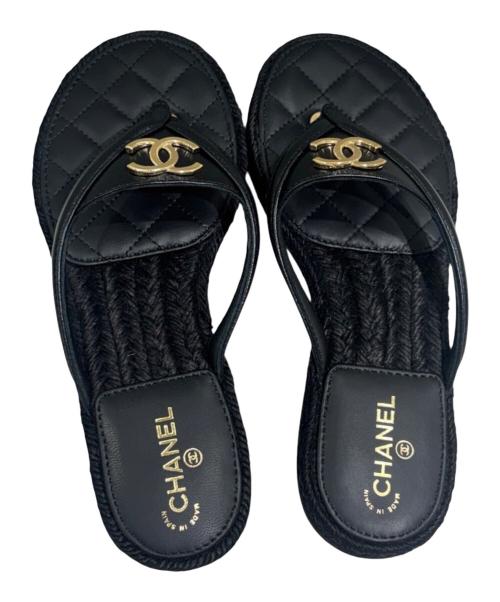 CHANEL（シャネル）CHANEL (シャネル) ビーチサンダル ブラック サイズ:36の古着・服飾アイテム